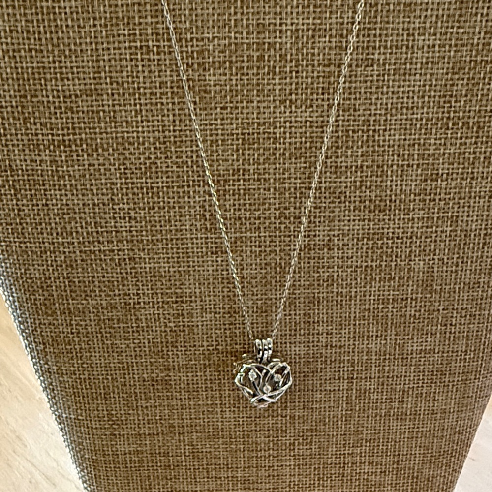 Elegant Silver Heart Pearl Cage